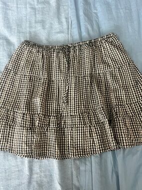 Le Lis Black and Tan gingham A-Line Skirt